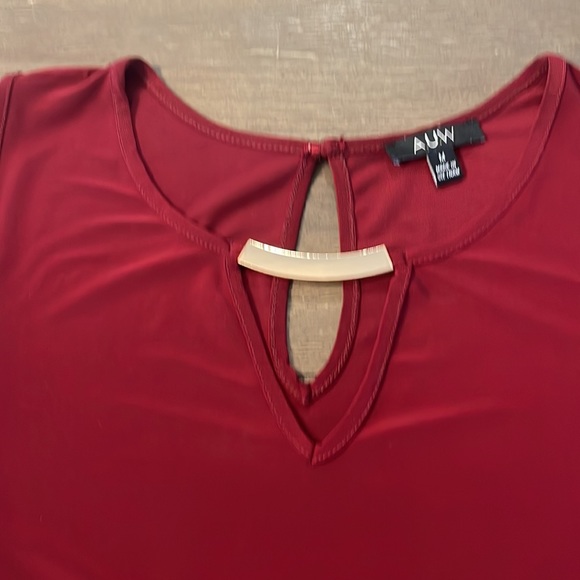 ๐3/$15๐AUW Burgundy top with peek a boo sleeves. Size Med - Picture 5 of 10